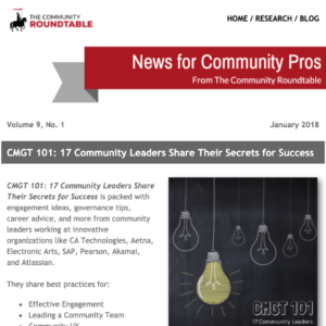 TheCR News: CMGT 101, Strategic Community Workshop and TheCR's 2018 Research Agenda