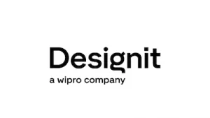 Designit a Wipro company written in all black, stylized font