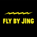 A yellow jagged line sits above Fly By Jing, also written in yellow