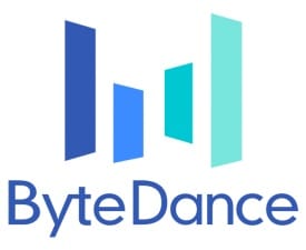4 blue lines of varying size and shade are positioned above the words ByteDance